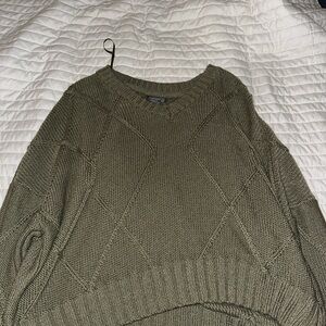 Boutique Olive Green Cable Knit Sweater